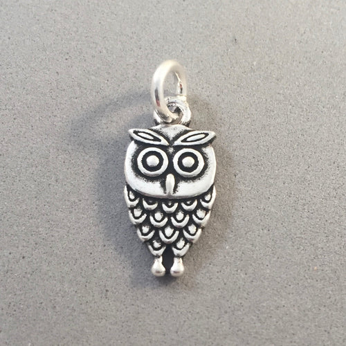 Sale! OWL .925 Sterling Silver Double Sided Charm Pendant Bird Detailed Wise Owl bi119