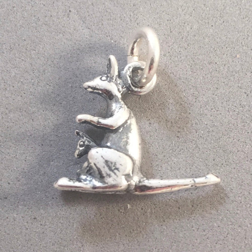 Sale! KANGAROO with Baby Joey in Pouch .925 Sterling Silver 3-D Charm Pendant New Australia  animal an102