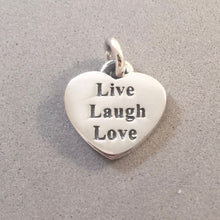 Load image into Gallery viewer, Live Love Laugh HEART .925 Sterling Silver Charm Pendant Valentine Love Words Inspirational HL20