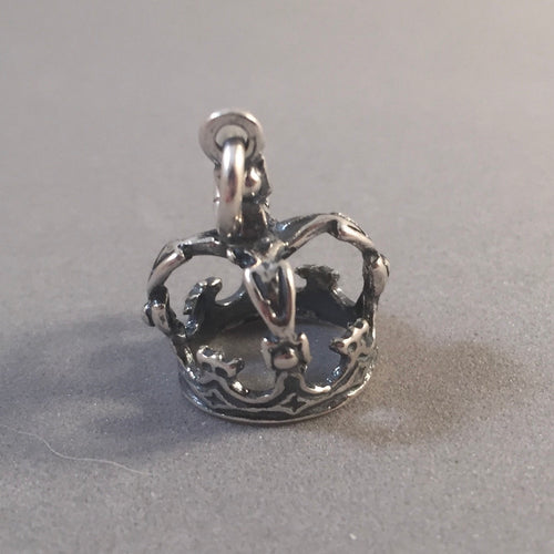 Sale! KINGS CROWN .925 Sterling Silver 3-D Charm Pendant Queen Prince Princess Full Royalty Royal DU115