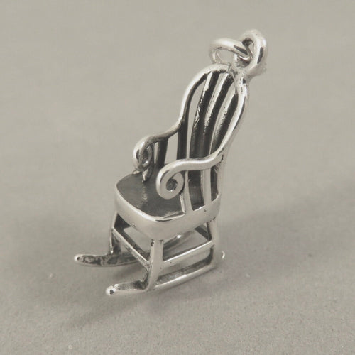 Sale! ROCKING CHAIR .925 Sterling Silver 3-D Charm Pendant Rocker Furniture Home Nursery Porch Deck HM111