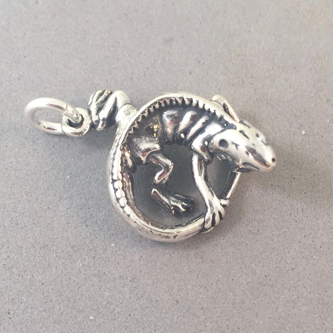 BEARDED DRAGON/ IGUANA Sterling Silver 3-D Charm Pendant