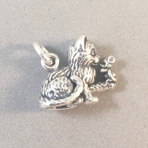 Sale! CAT & MOUSE .925 Sterling Silver 3-D Charm Pendant Kitten Rat SL10J