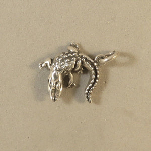 CROCODILE .925 Sterling Silver Charm Pendant Curled Alligator 925 AN46