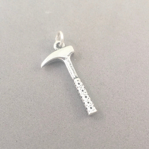 ROCK HAMMER .925 Sterling Silver 3-D Charm Pendant Geologist Pick Geology Mineral Fossil hb29
