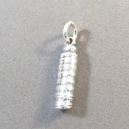 Sale! LEANING TOWER of PISA .925 Sterling Silver 3-D Charm Pendant Italy Europe Travel Bell TX05