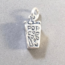 Load image into Gallery viewer, Sale! BOX of POPCORN .925 Sterling Silver 3-D Charm Pendant Food Kitchen Movie Theater KT176