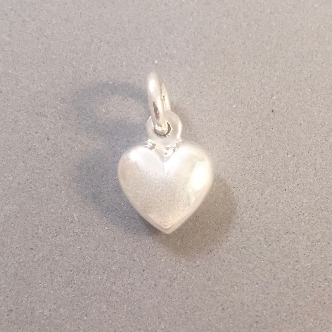 Tiny PUFFY HEART .925 Sterling Silver Charm Pendant Love Valentine Sweet Little Shiny HL19