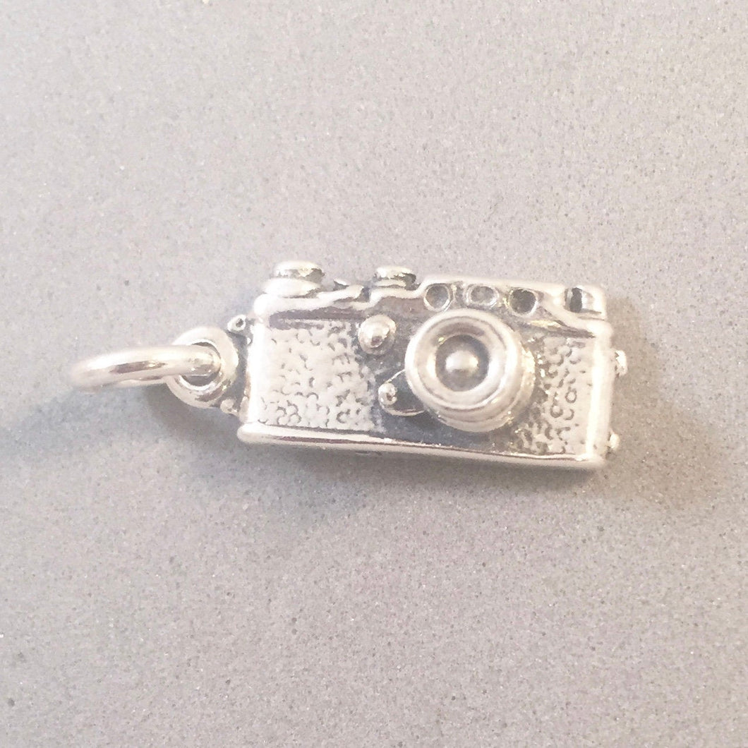 35 MM CAMERA .925 Sterling Silver 3-D  CHARM Pendant Photography Film Travel Tourist Pictures HB16