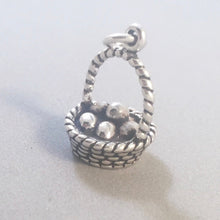 Load image into Gallery viewer, EASTER BASKET .925 3-D Sterling Silver Charm Pendant Eggs Easter Bunny Holiday HL07