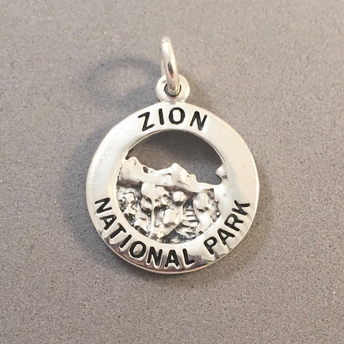 ZION National Park .925 Sterling Silver Charm Pendant Utah Virgin River Zion Canyon np43