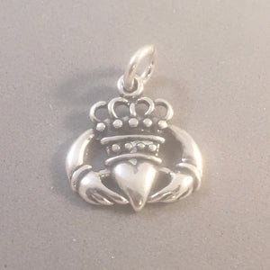 CLADDAGH .925 Sterling Silver Charm Pendant Celtic Galway Ireland Crown Heart Hands TB65