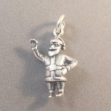 Load image into Gallery viewer, SANTA CLAUS .925 Sterling Silver 3-D Charm Pendant Golly Old Saint Nick Christmas Holiday hl04