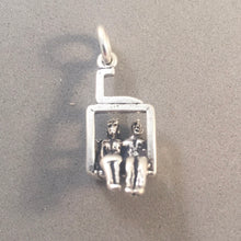 Load image into Gallery viewer, SKI CHAIR LIFT &amp; People .925 Sterling Silver 3-D Charm Pendant Ariel Mountain Skiing Snowboard sp17