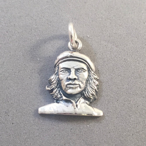 CHE GUEVARA Bust .925 Sterling Silver Charm Pendant Cuba Revolution Marxist Argentina Travel tr19
