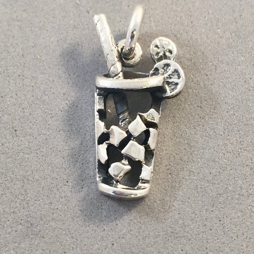 LEMONADE / ICED TEA .925 Sterling Silver Charm Pendant Soda Coke Drink Tropical Cocktail  kt20