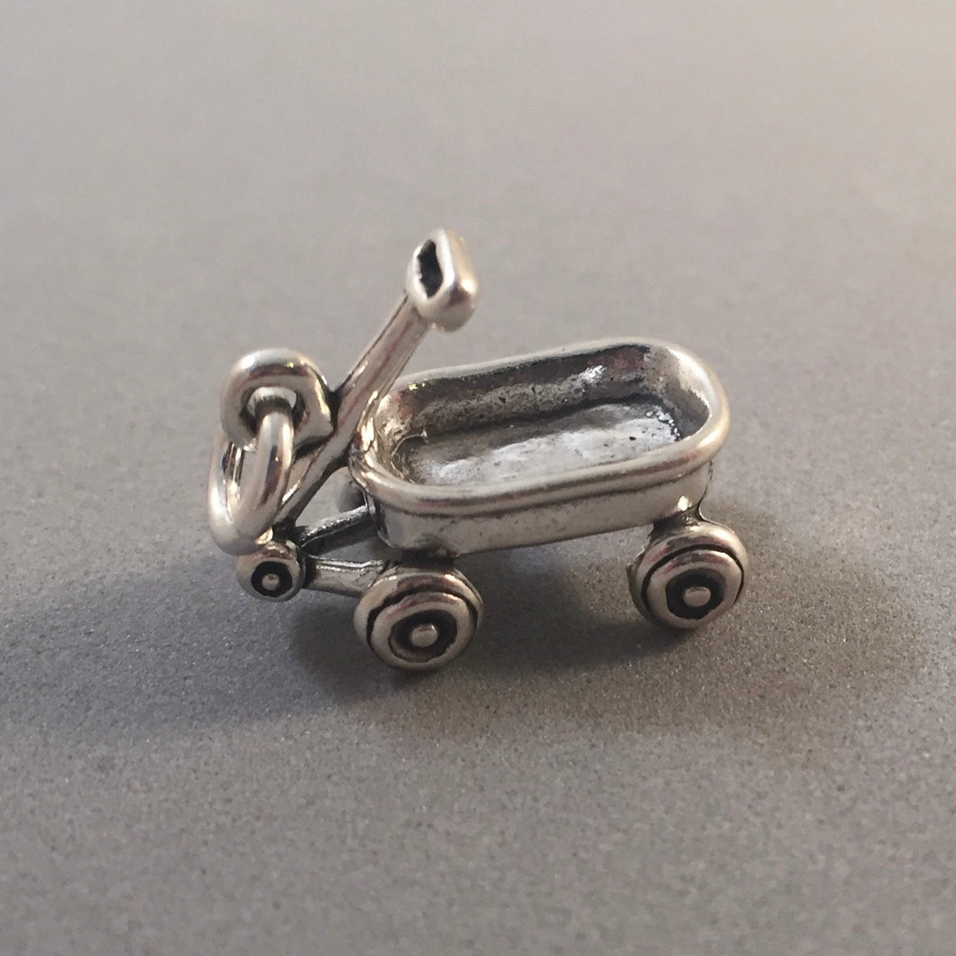 Sale! WAGON .925 Sterling Silver Charm Pendant Home Nursery Baby Child Toy Radio Flyer BA104