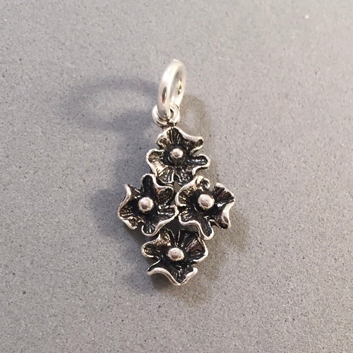 DOGWOOD FLOWERS .925 Sterling Silver 3-D Charm Pendant Blossom North Carolina ga25