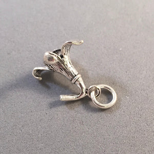 BLUEBELL FLOWER .925 Sterling Silver 3-D Charm Pendant Blossom Snowdrop Trumpet Lily Scilla ga37