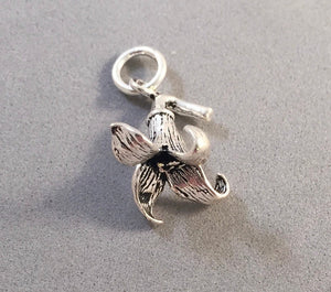 BLUEBELL FLOWER .925 Sterling Silver 3-D Charm Pendant Blossom Snowdrop Trumpet Lily Scilla ga37