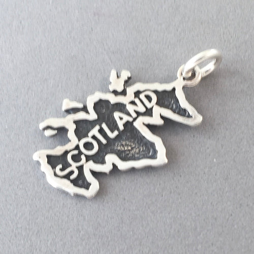 SCOTLAND MAP .925 Sterling Silver Charm Pendant Outline Europe UK Great Britain Edinburgh tb45