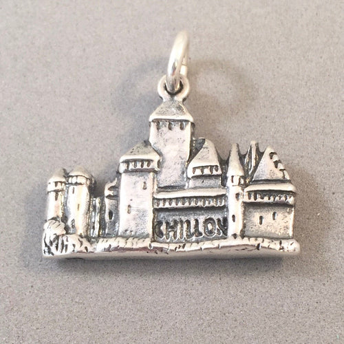 CHILLON CASTLE 3-D .925 Sterling Silver Charm Pendant Lake Geneva Switzerland EuropeTS11