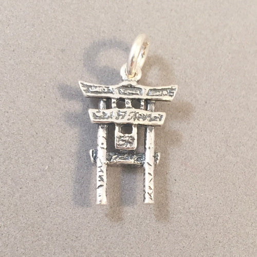 TORII GATE .925 Sterling Silver 3-D Charm Pendant Japan Kyoto Japanese Temple Shinto Shrine ta23