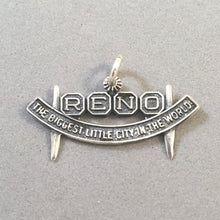 Load image into Gallery viewer, RENO .925 Sterling Silver Charm Pendant Biggest Little City in the World Retro Sign Nevada tw30