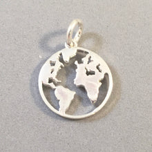 Load image into Gallery viewer, WORLD MAP .925 Sterling Silver Charm Pendant Travel Trip Around the World Globe Flat Countries CT04