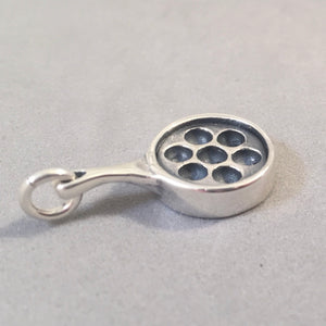 POFFERTJES PAN .925 Sterling Silver 3-D Charm Pendant Escargot Dish Holland Netherlands KT50