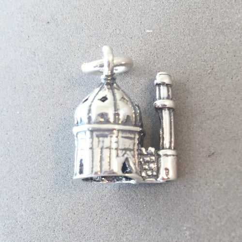MOSQUE With Minaret .925 Sterling Silver Charm Pendant Muslim Islam Istanbul Turkey Mecca Grand Morocco fa13