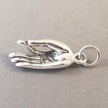 Load image into Gallery viewer, BUDDHA HAND .925 Sterling Silver 3-D Heavy Charm Pendant Vitarka Mudra Teaching Pose Buddhism fa10