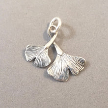 Load image into Gallery viewer, GINGKO LEAVES .925 Sterling Silver Charm Pendant Leaf Tree Plant Garden ga13