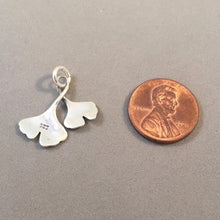 Load image into Gallery viewer, GINGKO LEAVES .925 Sterling Silver Charm Pendant Leaf Tree Plant Garden ga13