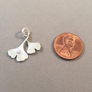 GINGKO LEAVES .925 Sterling Silver Charm Pendant Leaf Tree Plant Garden ga13