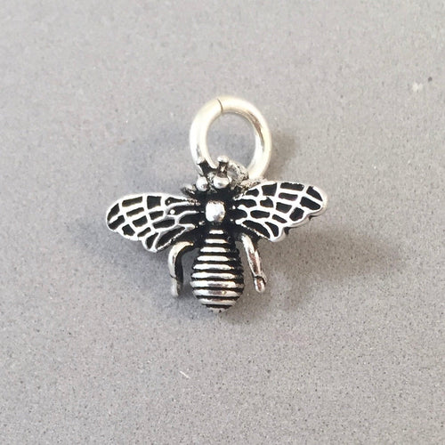 Sale! BEE Detailed .925 Sterling Silver 3-D Charm Pendant Garden Insect Bug Honey Small Cute IN09