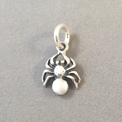 SPIDER .925 Sterling Silver 3-D Charm Pendant Garden Insect Bug Small Scary Halloween BI27