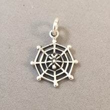 Load image into Gallery viewer, SPIDERWEB .925 Sterling Silver 3-D Charm Pendant Tiny Spider on a Web Insect Bug Halloween HH04