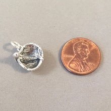 Load image into Gallery viewer, MERMAID in CLAM SHELL .925 Sterling Silver 3-D Charm Pendant Sitting in Sea Beach Sea Ocean nt52