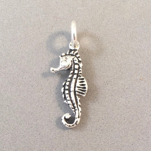 SEAHORSE .925 Sterling Silver 3-D Charm Pendant Ocean Nautical Creature Sea Life NT51