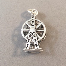 Load image into Gallery viewer, FERRIS WHEEL Spinning .925 Sterling Silver 3-D Moving Charm Pendant Fair Amusement Park Ride hb11