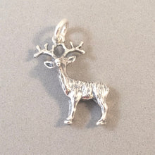 Load image into Gallery viewer, BUCK / DEER .925 Sterling Silver 3-D Charm Pendant Antlers Reindeer Christmas Rudolf an58