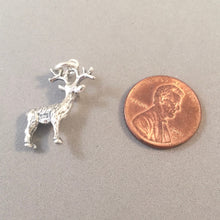 Load image into Gallery viewer, BUCK / DEER .925 Sterling Silver 3-D Charm Pendant Antlers Reindeer Christmas Rudolf an58