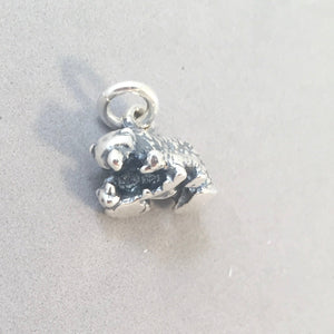 BEAR & TWO CUBS .925 Sterling Silver 3-D Charm Pendant Grizzly Brown Black Family Babies an42