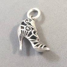 Load image into Gallery viewer, ANKLE BOOT LACE High Heel .925 Sterling Silver 3-D Charm Pendant Pump Tall Stiletto Sandal DU28