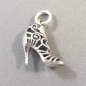 ANKLE BOOT LACE High Heel .925 Sterling Silver 3-D Charm Pendant Pump Tall Stiletto Sandal DU28