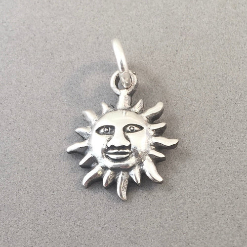 Sale! SUN FACE .925 Sterling Silver Charm Pendant Smiling Rays Celestial Mystical Astrology MY114