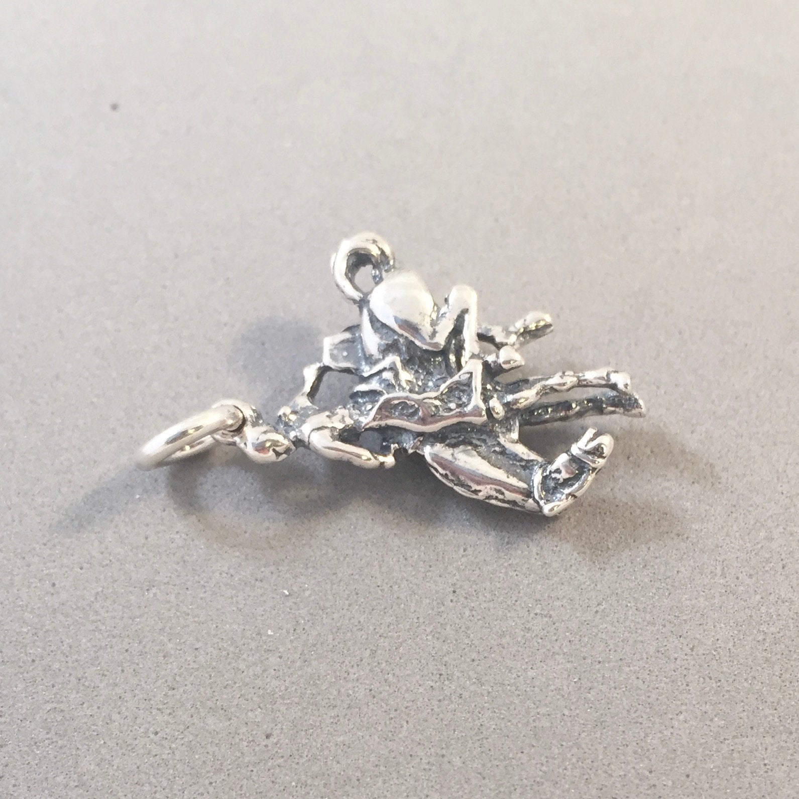 RODEO RIDER .925 Sterling Silver 3-D Charm Pendant Cowboy Cowgirl Buck ...