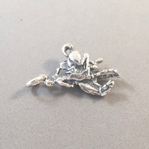 RODEO RIDER .925 Sterling Silver 3-D Charm Pendant Cowboy Cowgirl Bucking Bronco Horse AN34