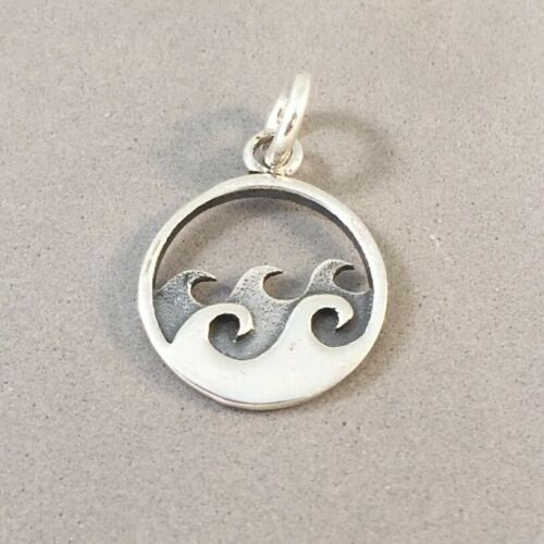 WAVES .925 Sterling Silver Charm Pendant Breaking Cresting